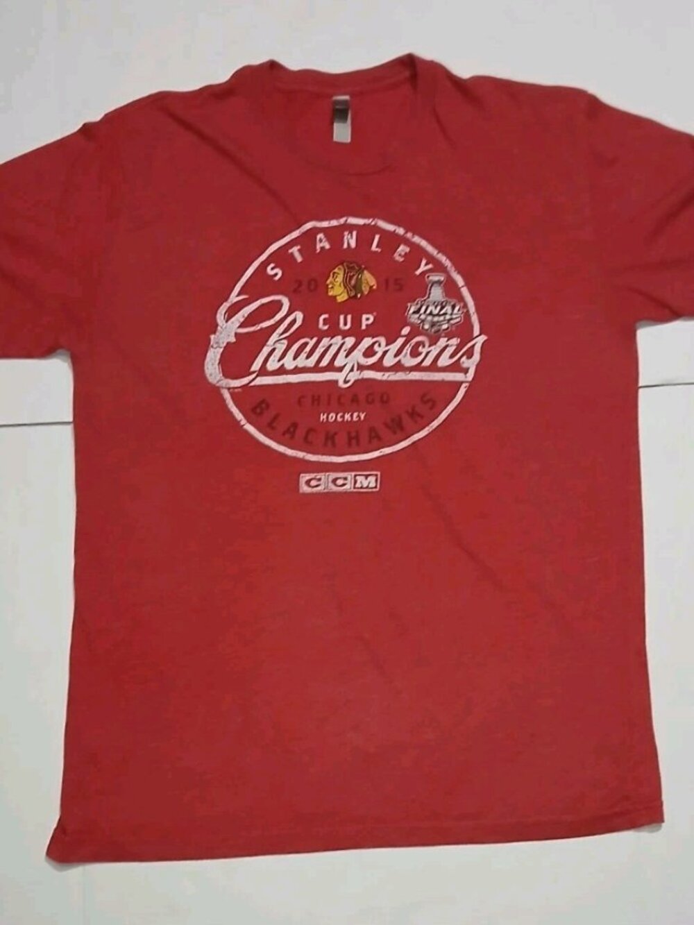 2015 Stanley Cup Champions Chicago Blackhawks Next Level Tee Size Large (#204)